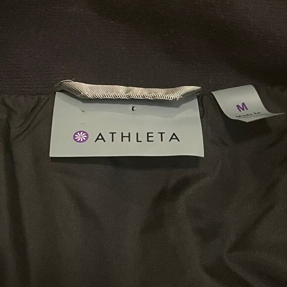 Athleta M Metallic Gray Goose Down Puffer Jacket | 90% Down Warm Silver Coat - Picture 6 of 9
